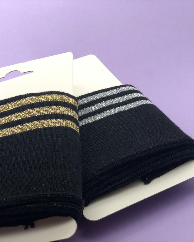 Bande Bord Côte Lurex Marine Argent - Maison Klem